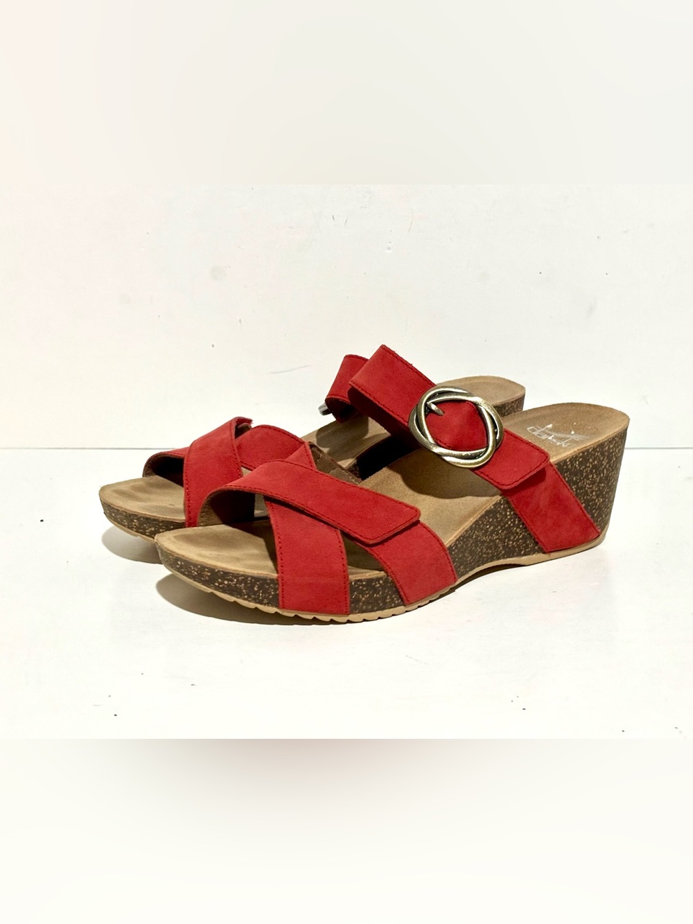 Dansko Susie Red Leather Strappy Cork Wedge Sandals Womens Size EU 39 / US 8.5
